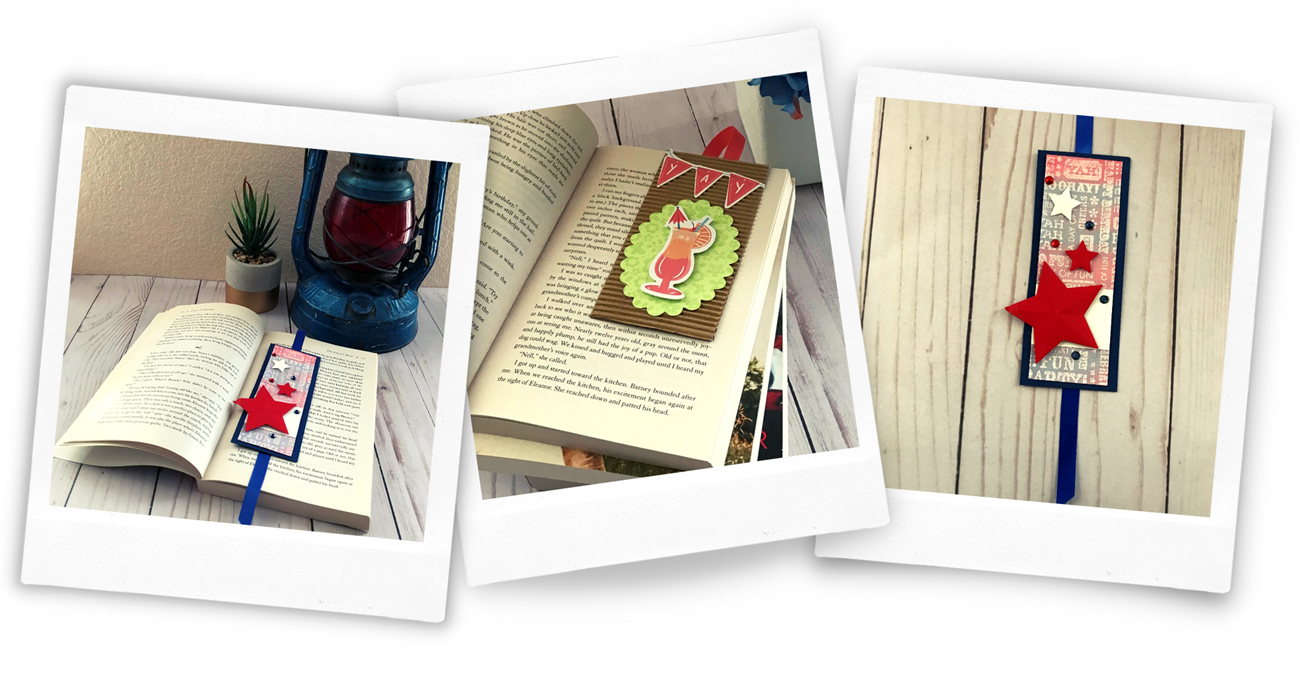 Examples of DIY bookmarks in open books