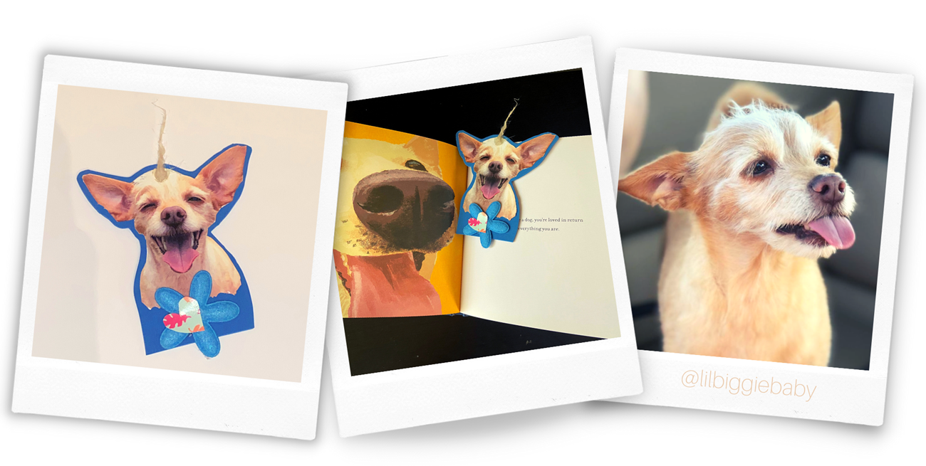 Various shots of DIY dog bookmark
