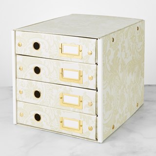 Anna Griffin Click N Store 4 Drawer Storage Box, Cream Floral